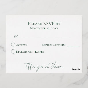 Carte Postale De Vacances En Aluminium Forest Green Luxe Real Foil Wedding RSVP
