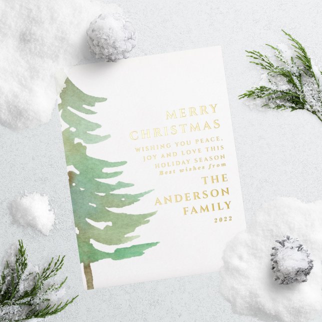 Carte Postale De Vacances En Aluminium Forêt d'aquarelle Joyeux Noël (Créateur téléchargé)