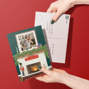 Carte Postale De Vacances En Aluminium Foyer De Noël Cosy Illustration Avec Photo