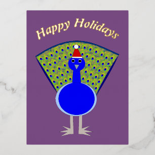 Carte Postale De Vacances En Aluminium Funky Christmas Peacock Custom