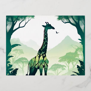 Carte Postale De Vacances En Aluminium Giraffe Faune Animaux Nature Environnement Forêt