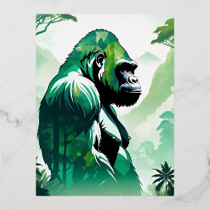 Carte Postale De Vacances En Aluminium Gorilla Faune Animaux Nature Environnement Jungle