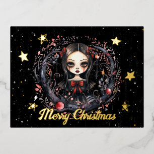 Carte Postale De Vacances En Aluminium Gothique Fille de Noël