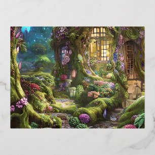 Carte Postale De Vacances En Aluminium Graphique de la forêt de Fairyland
