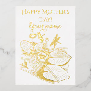 Carte Postale De Vacances En Aluminium Graphique jaune de nénuphars