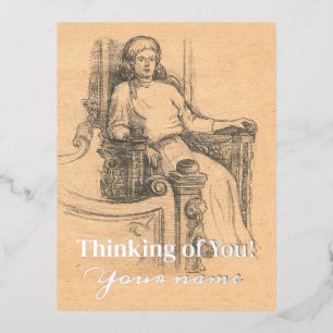 Carte Postale De Vacances En Aluminium Graphiques crayon de dame sur l'artisanat