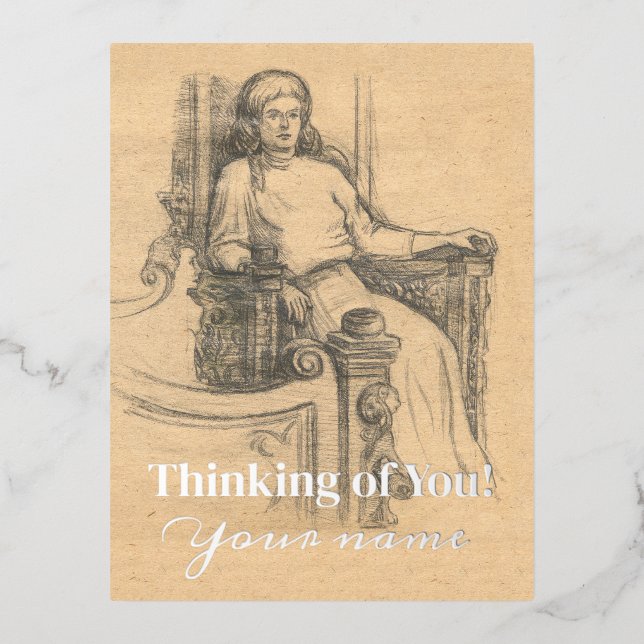 Carte Postale De Vacances En Aluminium Graphiques crayon de dame sur l'artisanat (Recto)