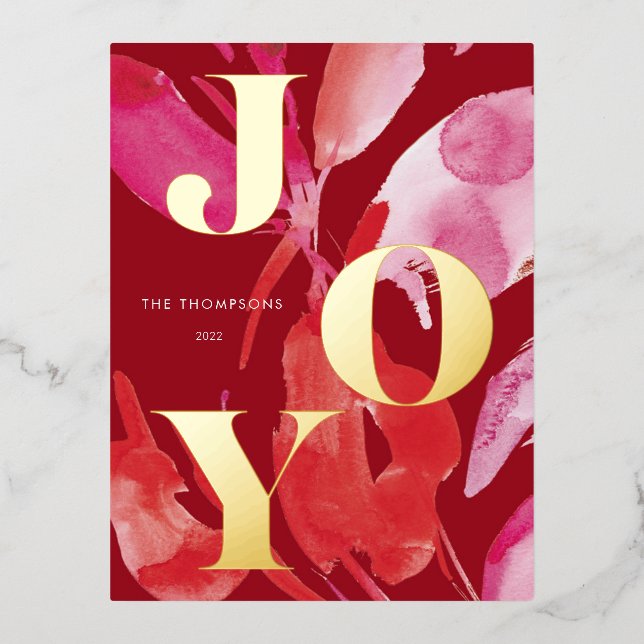 Carte Postale De Vacances En Aluminium Gras Pink and Red Joy Holiday (Recto)