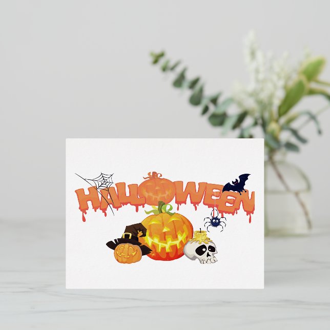 Carte Postale De Vacances En Aluminium Halloween (Debout devant)
