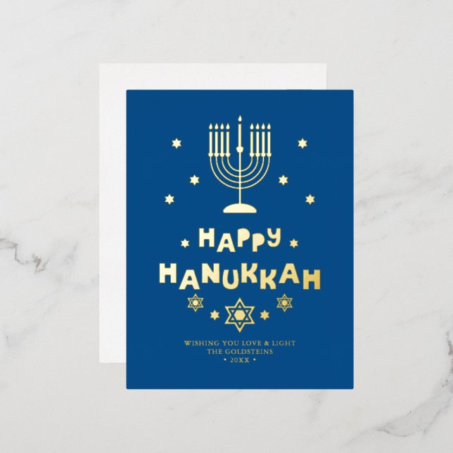 Carte Postale De Vacances En Aluminium "Happy Hanoukka" personnalisée (Recto/Verso)