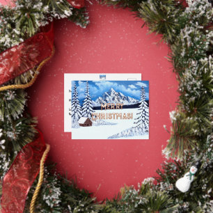 Carte Postale De Vacances En Aluminium Hiver Rose Gold Foil Fêtes Merveilleuses