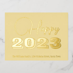 Carte Postale De Vacances En Aluminium Huile Jaune et Or personnalisé Bonne année 2023