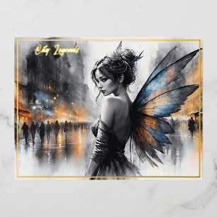 Carte Postale De Vacances En Aluminium Imaginaire urbain fée élégante beauté lumières rêv