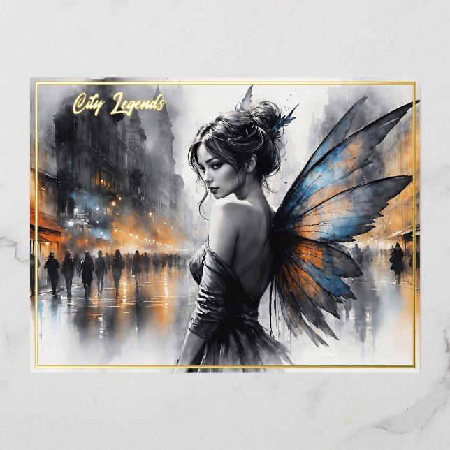 Carte Postale De Vacances En Aluminium Imaginaire urbain fée élégante beauté lumières rêv (Recto)