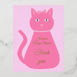 Carte Postale De Vacances En Aluminium Joli bébé rose fille chat Baby shower personnalisé