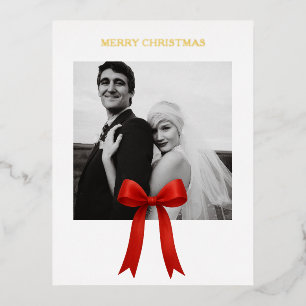 Carte Postale De Vacances En Aluminium Joli Red Bow photo Joyeux Noël