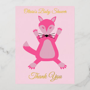 Carte Postale De Vacances En Aluminium Joli rose bébé fille Fox personnalisé