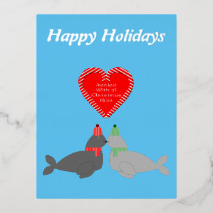Carte Postale De Vacances En Aluminium Joli Seals de baiser de Noël personnalisés