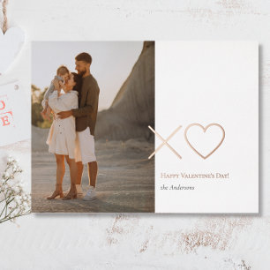 Carte Postale De Vacances En Aluminium Jour minimal Rose or xo coeur photo valentines min