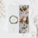 Carte Postale De Vacances En Aluminium JOY Botanical Pine Wreath Photo Collage Noël<br><div class="desc">JOY | Envoyez vos salutations de vacances chaleureuses avec cette carte postale de Noël personnalisable en feuille d'or. Il comprend des aiguilles de pin aquarelle, des feuilles d'eucalyptus et des pinecones. Personnalisez cette carte de vacances verdoyante en ajoutant vos détails. Cette carte postale de Noël personnalisée est disponible sur d'autres...</div>