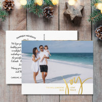 Joy Love Peace Grande photo Lettre de Noël Blanc