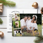 Carte Postale De Vacances En Aluminium Joy Peace Love Calligraphie Photo Collage Gold<br><div class="desc">Envoyez des voeux de vacances avec cette carte postale festive avec "Joy" dans une police de typographie en papier peint à la main en feuille d'or - avec 4 de vos photos préférées entourées d'une bordure en feuille d'or. Ajoutez facilement votre propre salutation de vacances dactylographiée à l'arrière ou supprimez...</div>