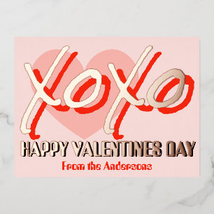 Carte Postale De Vacances En Aluminium Joyeuse Saint-Valentin XoXo moderne rose alu
