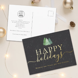 Carte Postale De Vacances En Aluminium Joyeuses Fêtes Entreprise Logo Arbres de Noël