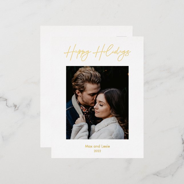 Carte Postale De Vacances En Aluminium Joyeuses fêtes scénarisées élégante (Recto/Verso)