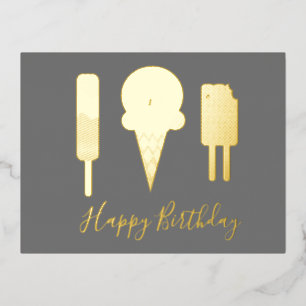 Carte Postale De Vacances En Aluminium Joyeux Anniversaire Glace Grise Papier Aluminium F