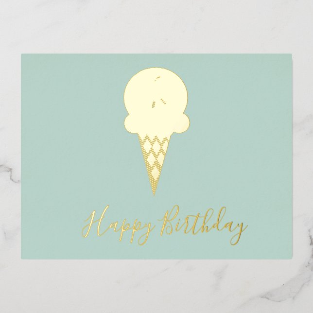 Carte Postale De Vacances En Aluminium Joyeux anniversaire Ice-Cream Cone Foil Anniversai (Recto)