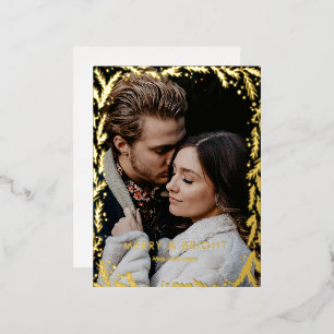 Carte Postale De Vacances En Aluminium Joyeux et brillant Golden Wreath photo Noël