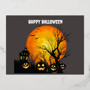 Carte Postale De Vacances En Aluminium Joyeux Halloween carte de voeux en aluminium