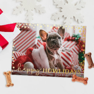 Carte Postale De Vacances En Aluminium Joyeux Howlidays Empreinte de Patte en Papier Alum