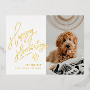 Carte Postale De Vacances En Aluminium Joyeux Howlidays Pet Photo Christmas