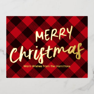 Carte Postale De Vacances En Aluminium Joyeux Noël Buffalo carreaux rouges