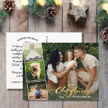 Carte Postale De Vacances En Aluminium Joyeux Noël Calligraphie photo Collage, Or<br><div class="desc">Envoyez des voeux de vacances spéciales avec cette carte postale festive avec "Joyeux Noël" dans une police de typographie en papier peint à la main en feuille d'or - avec 4 de vos photos préférées. Ajoutez facilement votre propre salutation de vacances dactylographiée à l'arrière ou supprimez la note pour laisser...</div>