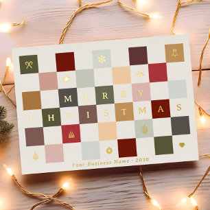 Carte Postale De Vacances En Aluminium Joyeux Noël Coloré Damier Entreprise