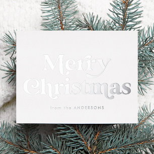Carte Postale De Vacances En Aluminium Joyeux Noël de type Rétro Non-Photo Argent