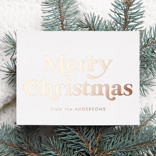 Carte Postale De Vacances En Aluminium Joyeux Noël de type rétro Or rose non photo