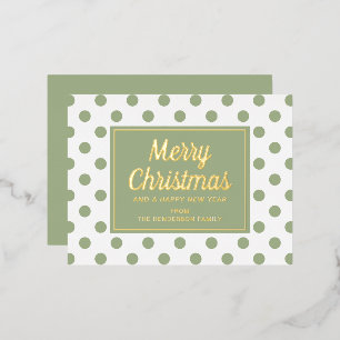 Carte Postale De Vacances En Aluminium Joyeux Noël écriture dorée points verts pois