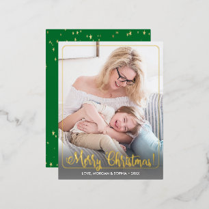Carte Postale De Vacances En Aluminium Joyeux Noël Fantaisie, Photo, Nom Message, Bordure