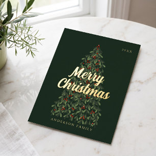 Carte Postale De Vacances En Aluminium Joyeux Noël Moderne Élégant Sapin de Noël