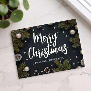 Carte Postale De Vacances En Aluminium Joyeux Noël Moderne Pine Ornements Étoiles