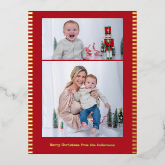 Carte Postale De Vacances En Aluminium Joyeux Noël Multi-Photo Rayé