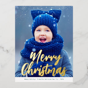 Carte Postale De Vacances En Aluminium joyeux Noël or script moderne carte de noël