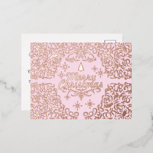 Carte Postale De Vacances En Aluminium Joyeux Noël Pastel Rose.Personnalisé.