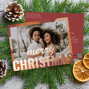Carte Postale De Vacances En Aluminium Joyeux Noël Photo Aquarelle Abstraite moderne