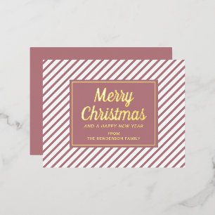 Carte Postale De Vacances En Aluminium Joyeux Noël Pink Script Or