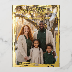 Carte Postale De Vacances En Aluminium Joyeux Noël, Portrait de famille, Écrayé